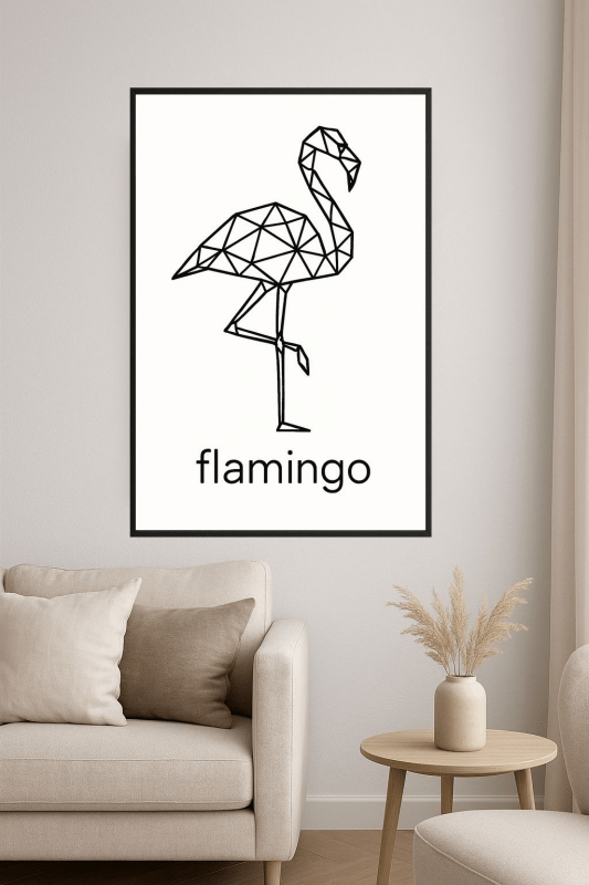 Geometriczny Druk Sztuki Flaminga - CasaNookDecor