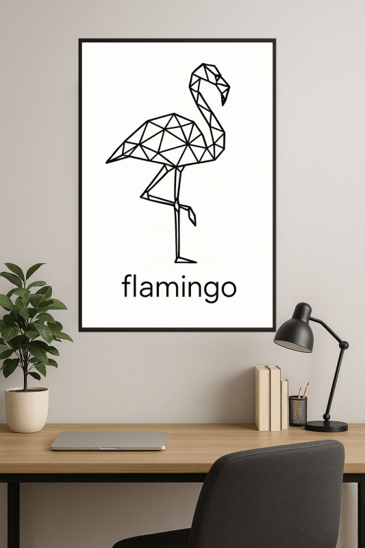 Geometriczny Druk Sztuki Flaminga - CasaNookDecor