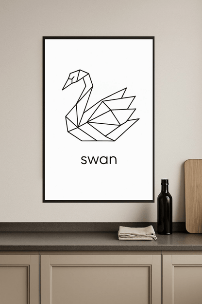 Geometriczny Druk Sztuki Łabędzia - CasaNookDecor