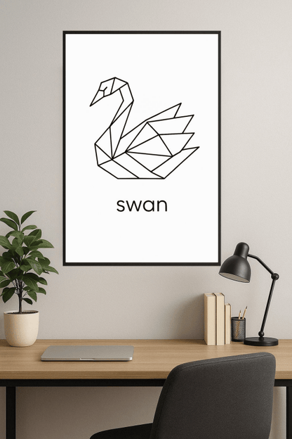 Geometriczny Druk Sztuki Łabędzia - CasaNookDecor