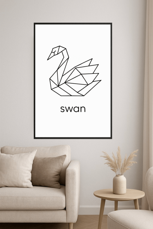 Geometriczny Druk Sztuki Łabędzia - CasaNookDecor
