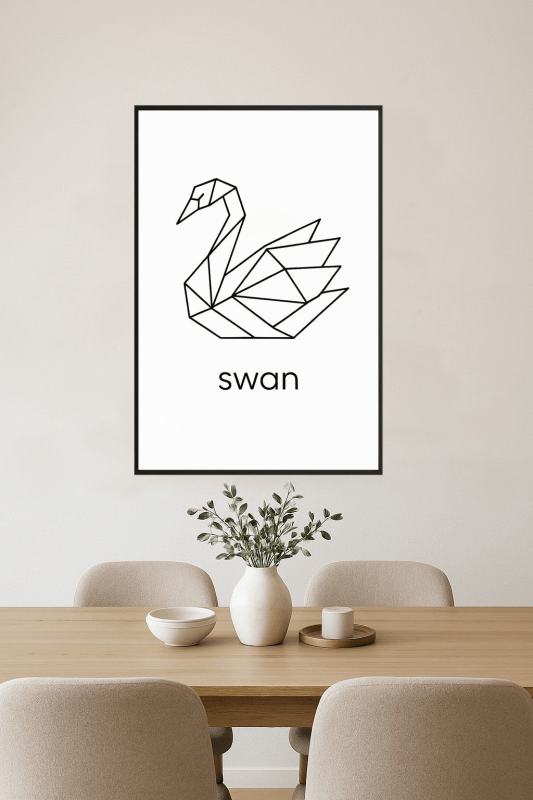 Geometriczny Druk Sztuki Łabędzia - CasaNookDecor