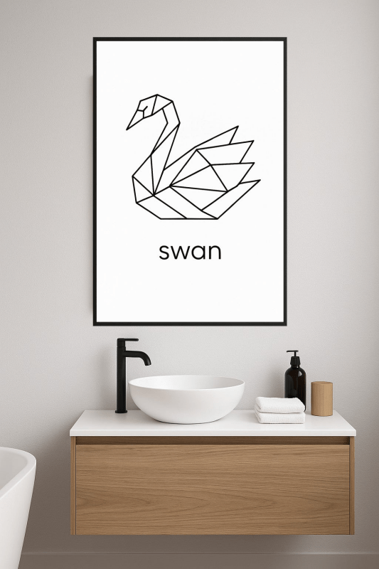 Geometriczny Druk Sztuki Łabędzia - CasaNookDecor