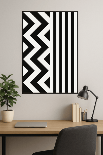 Geometrycznym czarno - białym wzór - CasaNookDecor