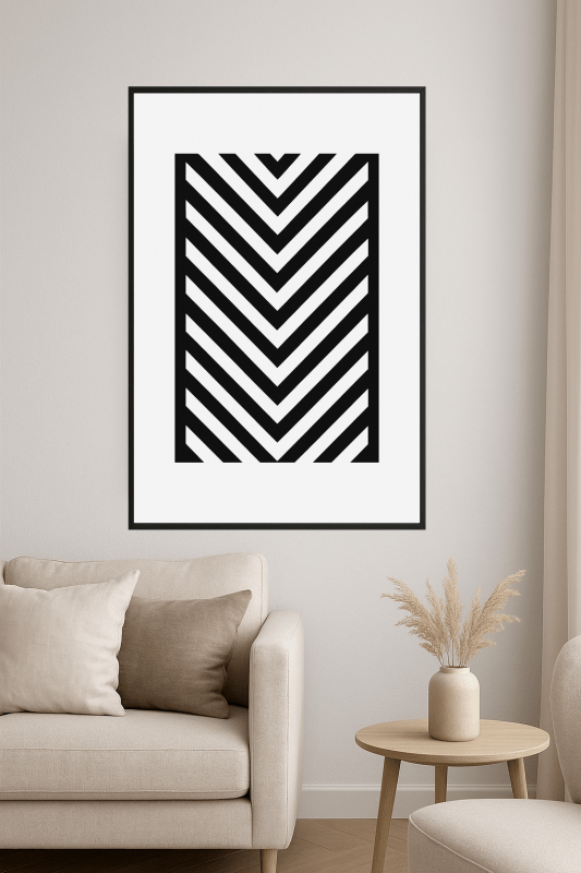 Geometrystyczna Czarna Sztuka Liniowa - CasaNookDecor