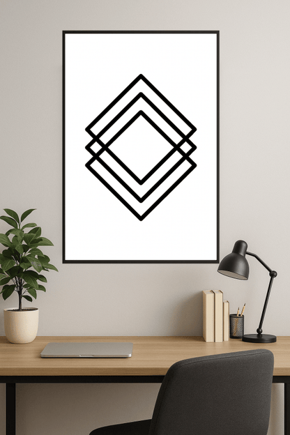 Geometrystyczna Sztuka Czarnego Diamentu - CasaNookDecor