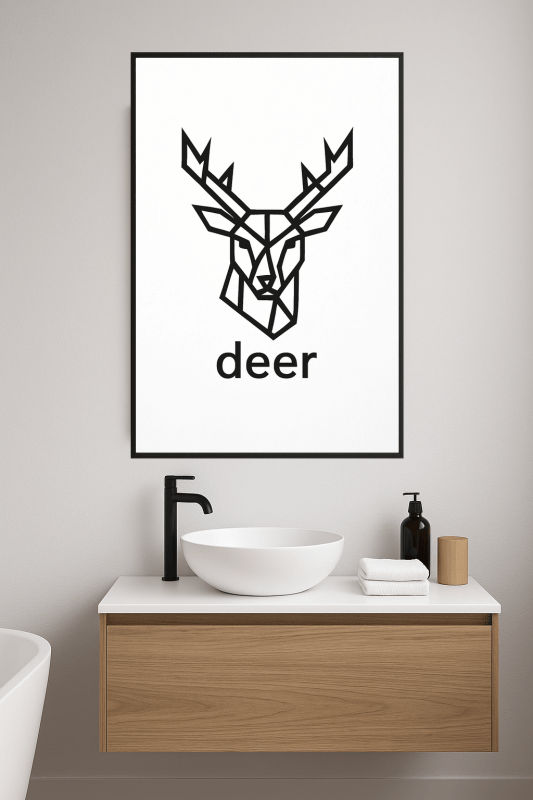 Geometrystyczna Sztuka Ścienna z Jeleniem - CasaNookDecor