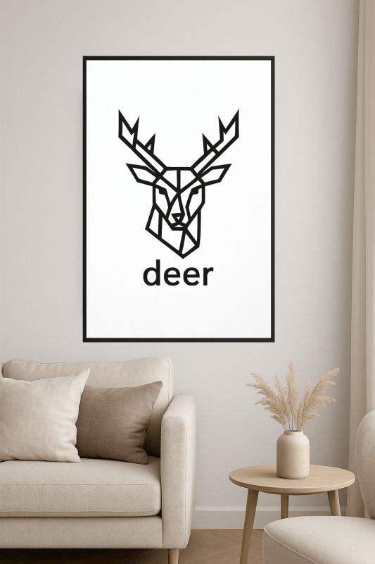 Geometrystyczna Sztuka Ścienna z Jeleniem - CasaNookDecor