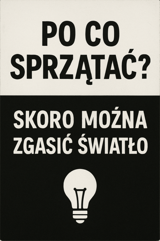 Humorystyczny Cytat o Sprzątaniu - CasaNookDecor