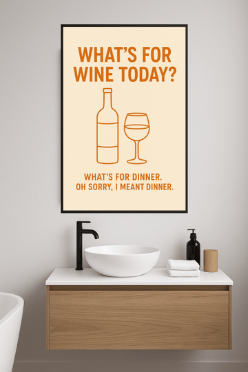 Humorystyczny Druk o Winie i Kolacji - CasaNookDecor