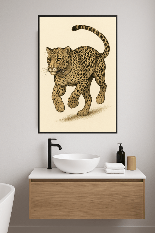 Ilustracja biegnącego lamparta - CasaNookDecor
