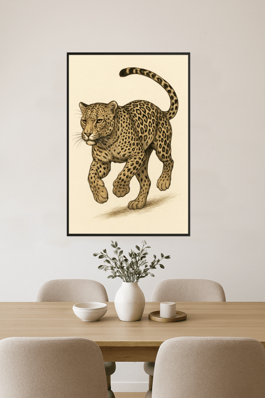 Ilustracja biegnącego lamparta - CasaNookDecor