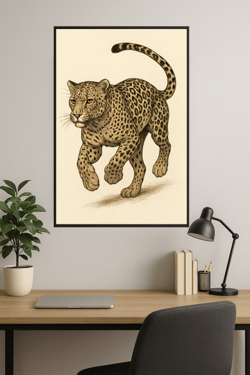 Ilustracja biegnącego lamparta - CasaNookDecor