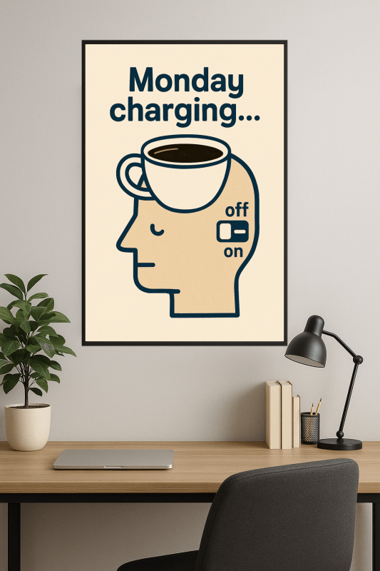 Ilustracja Kawy Ładowania w Poniedziałek - CasaNookDecor