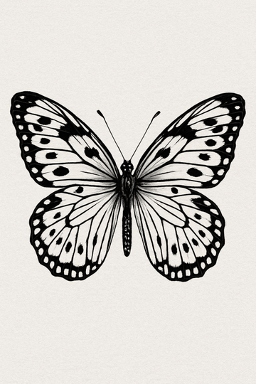 Ilustracja Motyla Czarno - Białego - CasaNookDecor