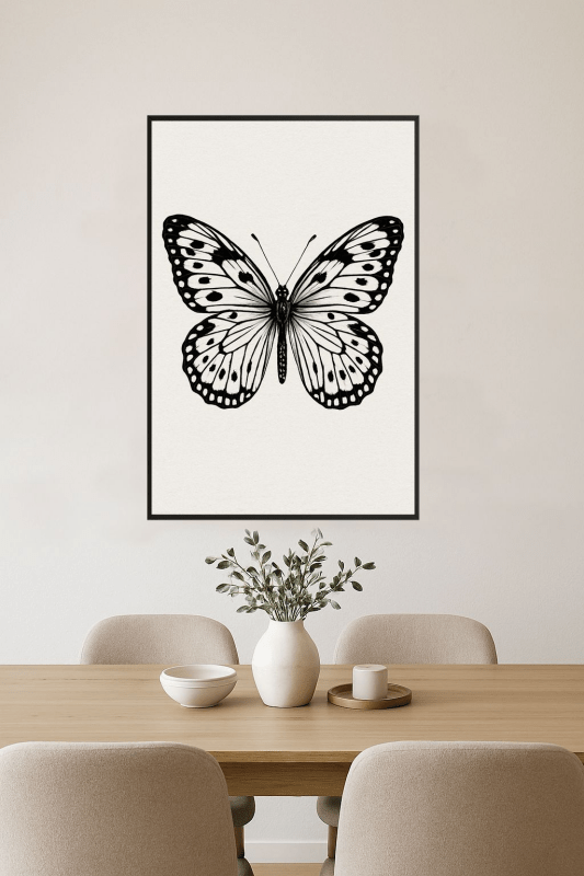 Ilustracja Motyla Czarno - Białego - CasaNookDecor