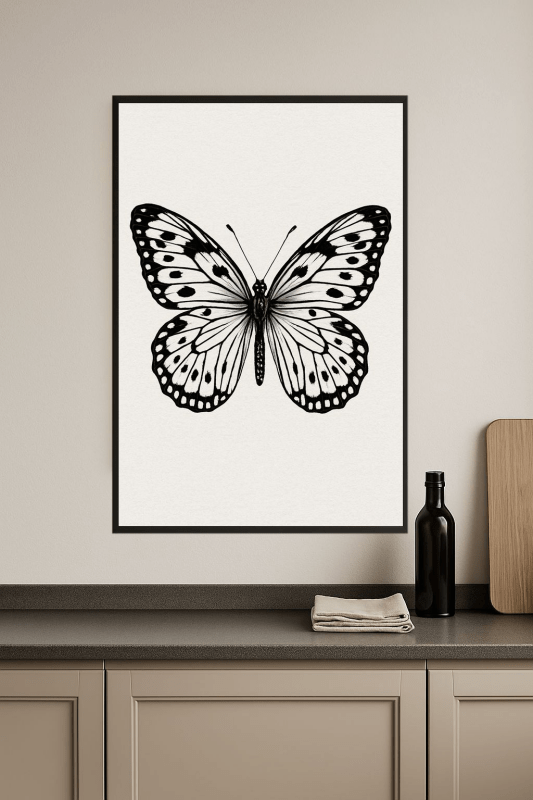 Ilustracja Motyla Czarno - Białego - CasaNookDecor