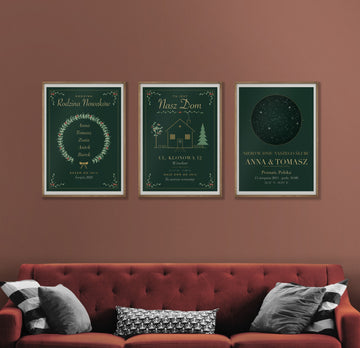 Zestaw 3 plakatów „Nasza Historia”: rodzina, dom i mapa nieba, zdjęcie 2