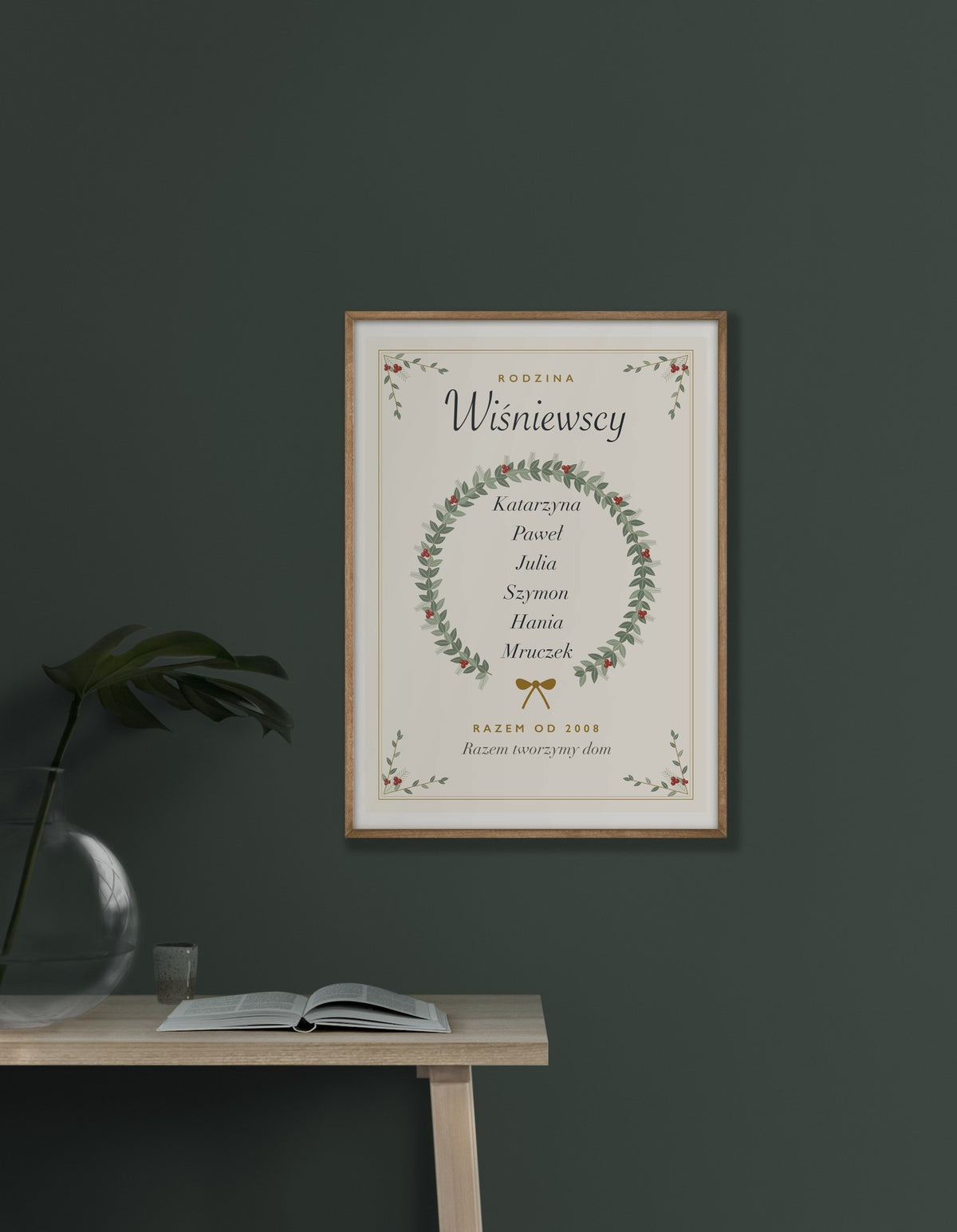 Plakat rodzinny z imionami w zimowym wieńcu, zdjęcie 6
