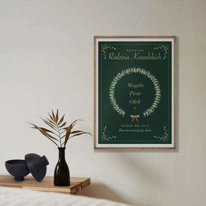 Plakat rodzinny z imionami w zimowym wieńcu, zdjęcie 8
