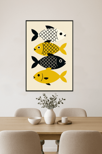 Kolorowa Stylizowana Sztuka Ryb - CasaNookDecor
