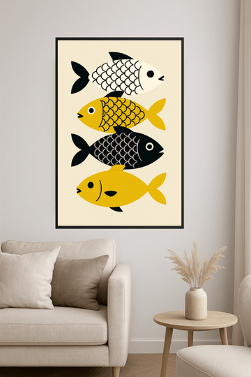 Kolorowa Stylizowana Sztuka Ryb - CasaNookDecor
