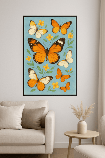Kolorowa Sztuka Ścienna z Motylami - CasaNookDecor