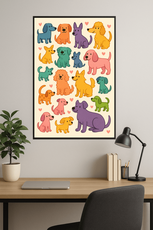 Kolorowe Rysunkowe Psy Wzór - CasaNookDecor