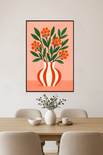 Kolorowy Wazon Z Liśćmi I Jagodami - CasaNookDecor