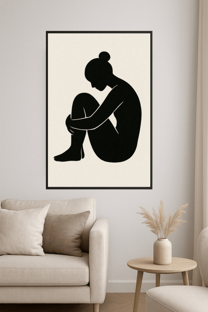 Minimalistyczna Sylwetka Siedzącej Postaci - CasaNookDecor