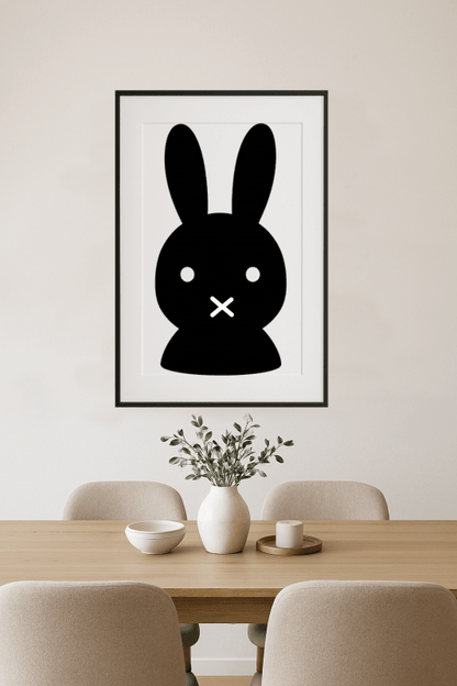 Minimalistyczna Sztuka Czarnego Królika - CasaNookDecor