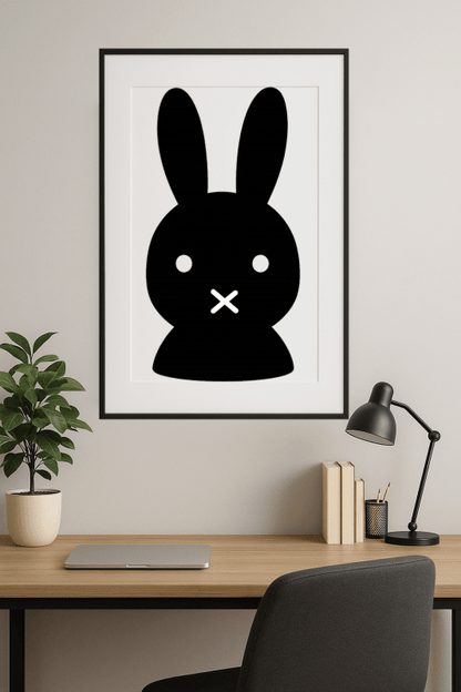 Minimalistyczna Sztuka Czarnego Królika - CasaNookDecor