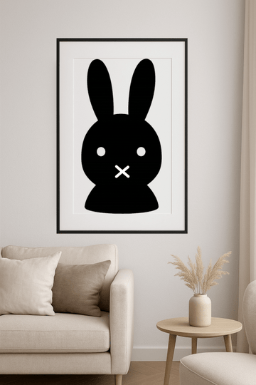 Minimalistyczna Sztuka Czarnego Królika - CasaNookDecor