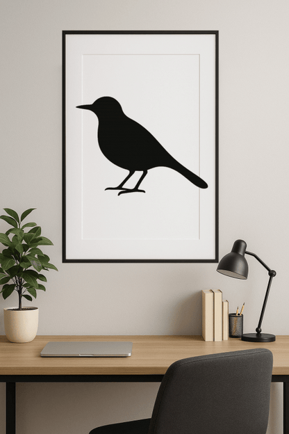 Minimalistyczna Sztuka Czarnego Ptaka - CasaNookDecor