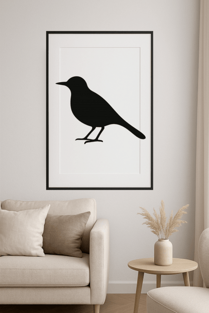 Minimalistyczna Sztuka Czarnego Ptaka - CasaNookDecor