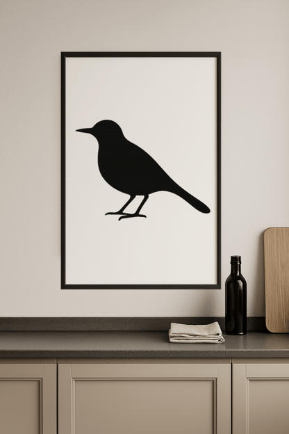 Minimalistyczna Sztuka Czarnego Ptaka - CasaNookDecor