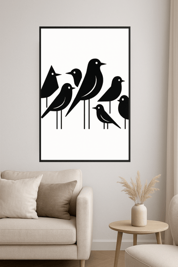 Minimalistyczna Sztuka Czarnego Ptaka - CasaNookDecor