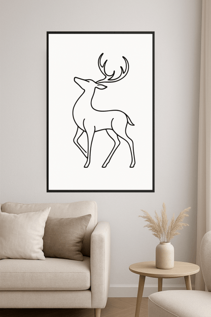 Minimalistyczna Sztuka Linii Jelenia - CasaNookDecor