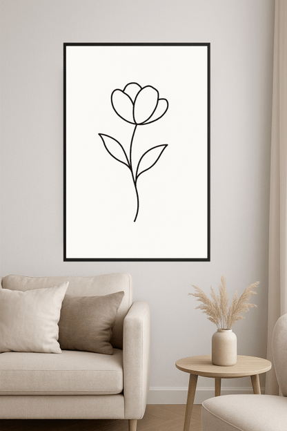 Minimalistyczna Sztuka Linii Kwiatów - CasaNookDecor
