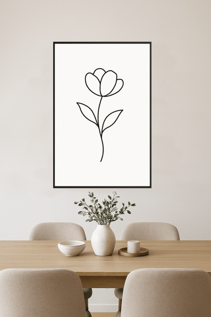 Minimalistyczna Sztuka Linii Kwiatów - CasaNookDecor