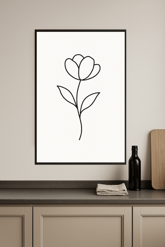 Minimalistyczna Sztuka Linii Kwiatów - CasaNookDecor