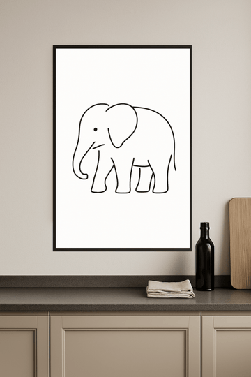 Minimalistyczna Sztuka Linii Słonia - CasaNookDecor