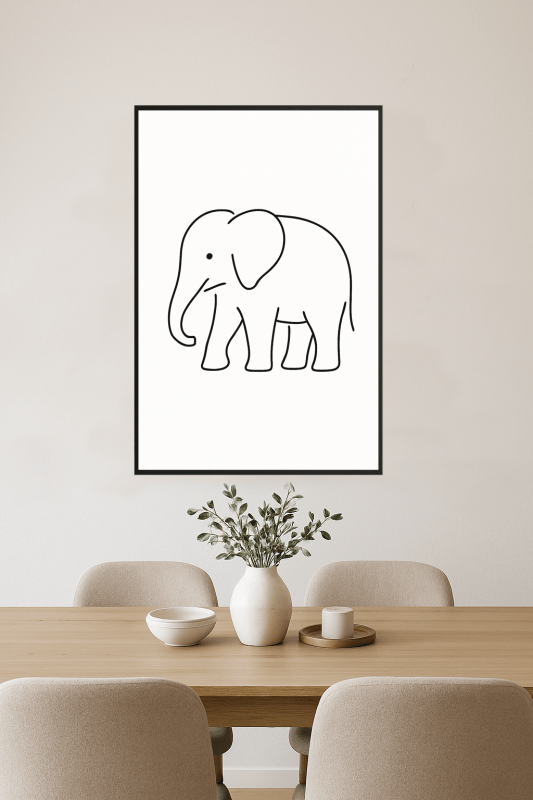 Minimalistyczna Sztuka Linii Słonia - CasaNookDecor