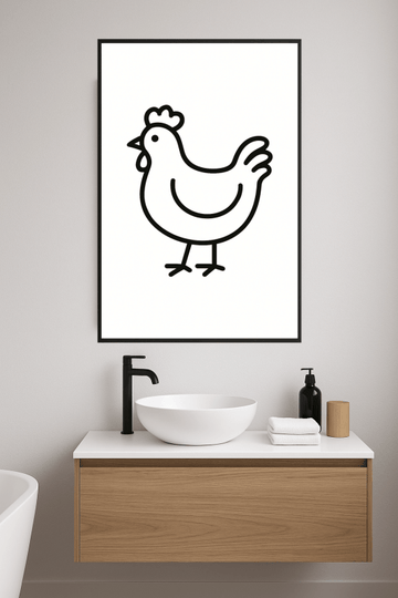 Minimalistyczna Sztuka Linii z Kurczakiem - CasaNookDecor