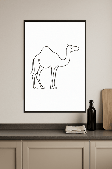 Minimalistyczna Sztuka Linii z Wielbłądem - CasaNookDecor