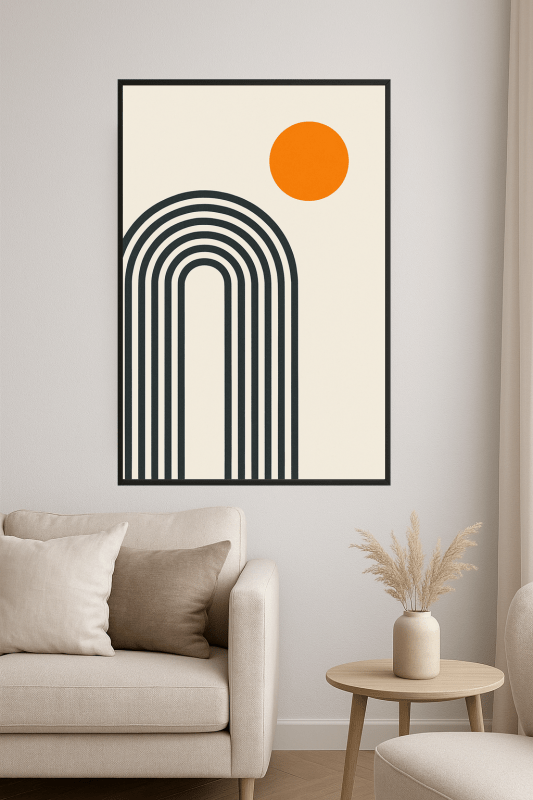 Minimalistyczna Sztuka Łuku i Słońca - CasaNookDecor