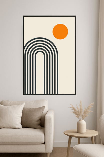 Minimalistyczna Sztuka Łuku i Słońca - CasaNookDecor
