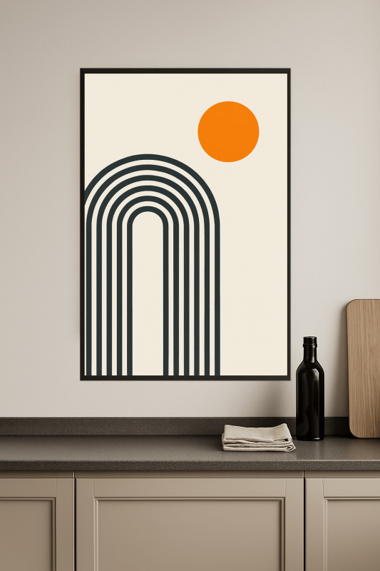 Minimalistyczna Sztuka Łuku i Słońca - CasaNookDecor