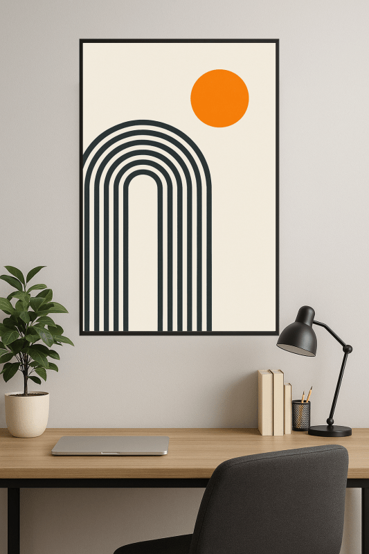 Minimalistyczna Sztuka Łuku i Słońca - CasaNookDecor