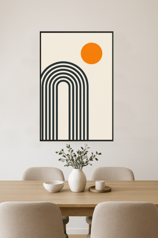 Minimalistyczna Sztuka Łuku i Słońca - CasaNookDecor